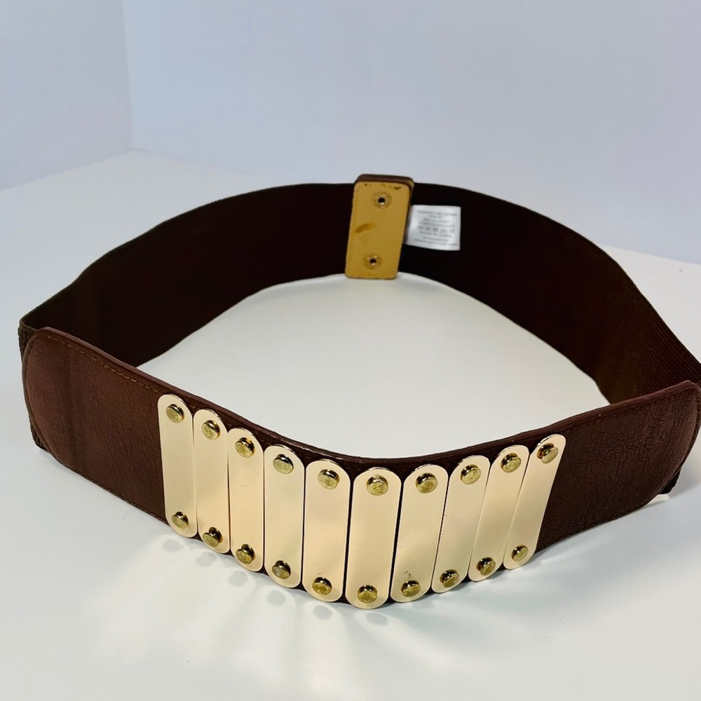 Charming Charlie Brown and Gold Stretch Waist Belt